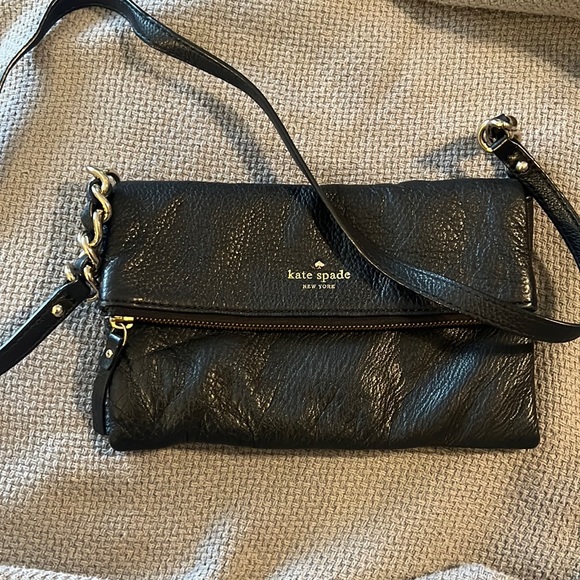 kate spade Bags Kate Spade All Black Foldover Crossbody With Gold